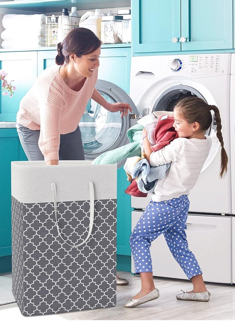 Laundry Hamper, 75L Collapsible Large Laundry Baskets with Easy Carry Handles, Freestanding Waterproof Clothes Hamper, Storage Basket for Toys Clothes, Laundry Organizer  - Image 5