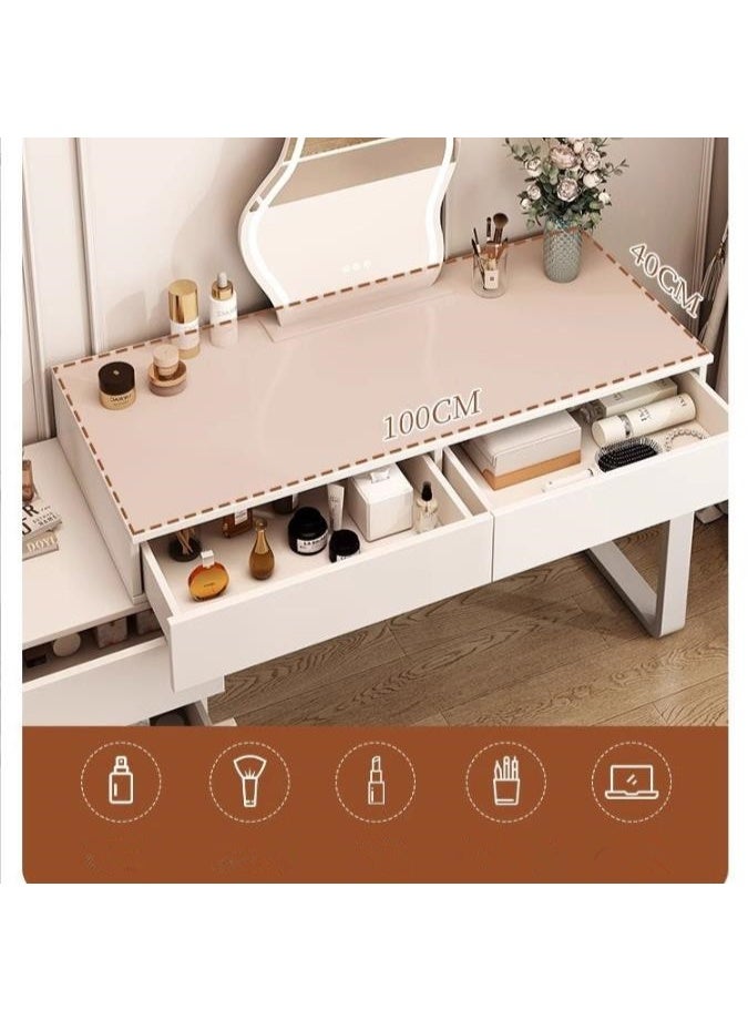 Makeup Vanity Desk, Dressing Table with 5 Drawers, Storage Cabinets for Girls Dressing Table Bedroom Furniture (Beige) - Image 5