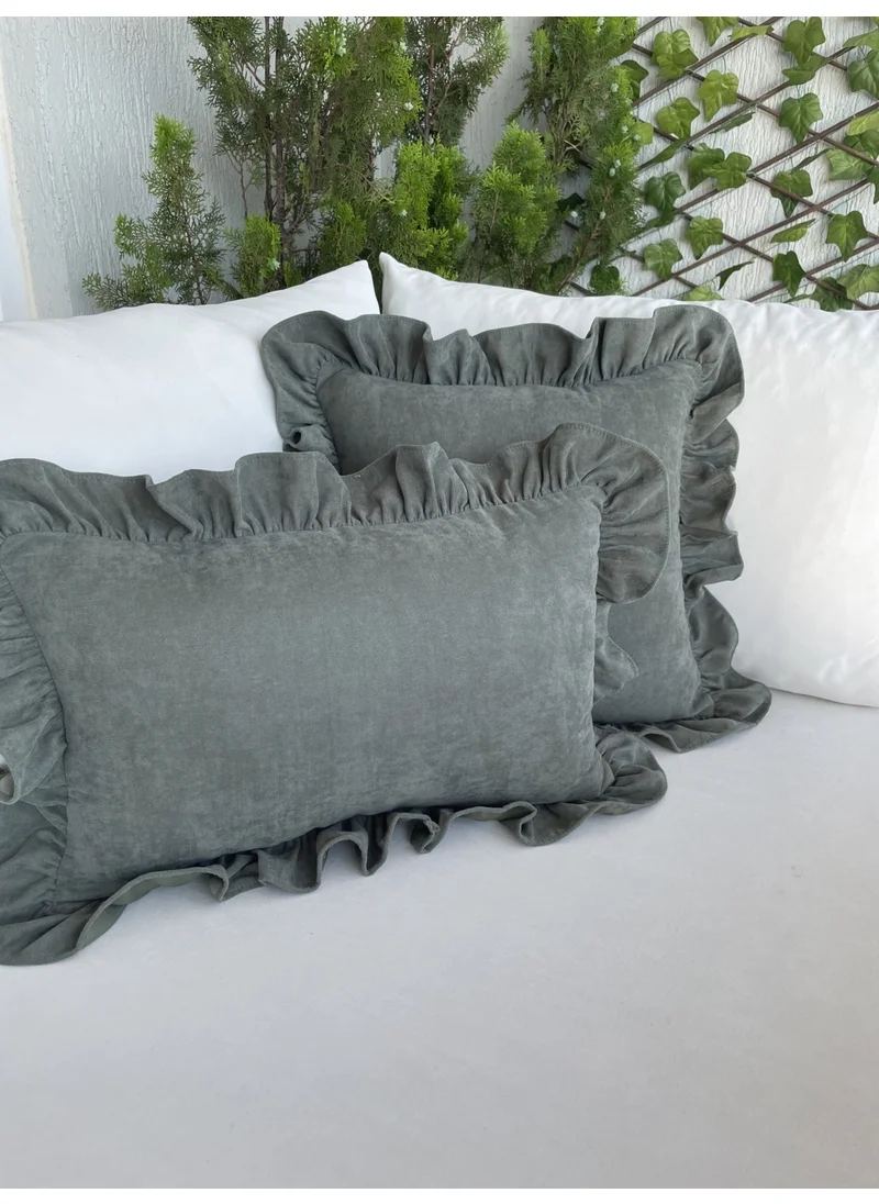 Valentia Decor Green Ruffled Throw Pillow Case 2-pack