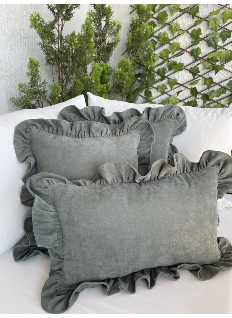 Valentia Decor Green Ruffled Throw Pillow Case 2-pack