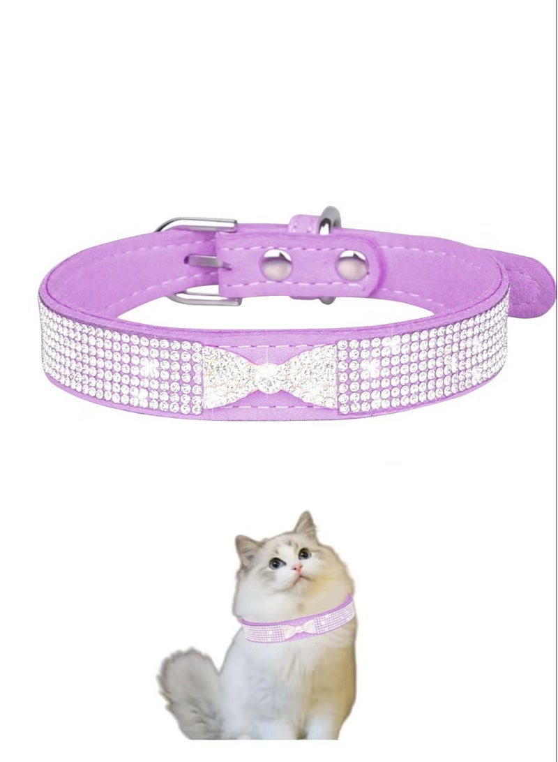 طوق قطط مرصع بالألماس وحجر الراين للحيوانات الأليفة، طوق مرن قابل للتعديل للقطط والكلاب، قلادة مجوهرات للحيوانات الأليفة الصغيرة - Image 1