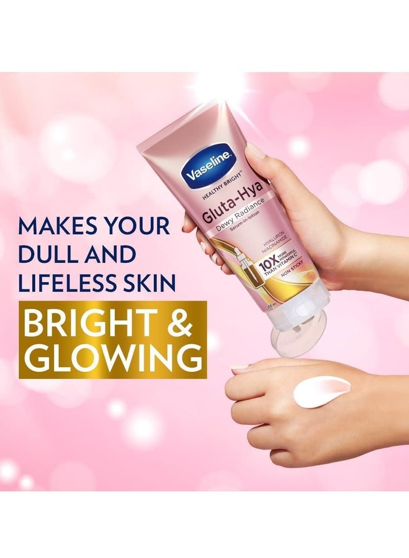 Vaseline Gluta-Hya Dewy Radiance Lotion for Face & Body | Gives Brighter Skin | Glutathione & Niacinamide Infused Moisturizer, 200ml - Image 5