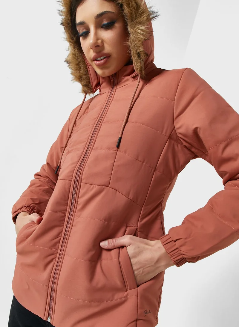 Urban Minx Urban Minx Urban Minx Longline Padded Jacket With Hood