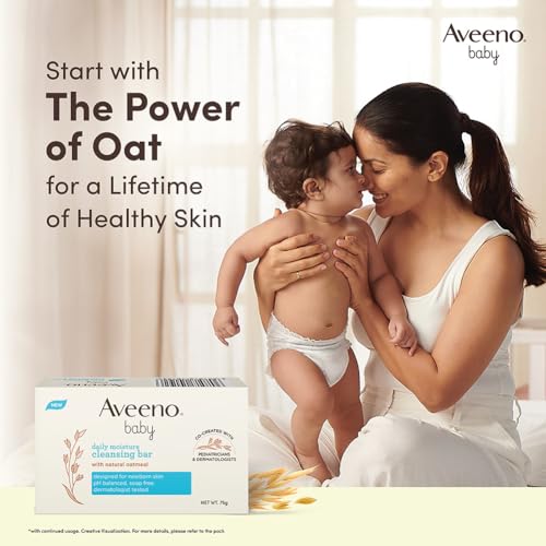 Aveeno Baby Daily Moisture Cleansing Bar 75g (Pack of 2) | With natural Oatmeal, Glycerin and Shea Butter | Co-created with Pediatricians and Dermatologists for newborn sensitive skin | pH balanced, free of soap, parabens sulfates and phthalates - Image 2