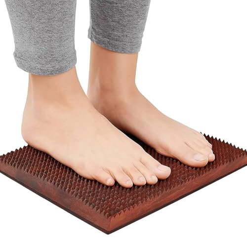 Flavoma Sheesham Wooden Acupressure Pointed Feet Mat (30x30x2.5) CM || Acupressure mat for feet || Foot exercise Mat || Massage Roller Foot/Feet || Large Foot Massager for Pain Relief - Image 1