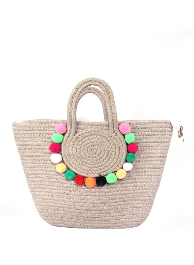 AARVYAN Women’s Jute Handbag - Eco-Friendly Casual Tote Bag for Daily Use, Office, Shopping & Travel - Lightweight Shoulder Bag with Spacious Compartment & Durable Handles (Light Brown) - Image 2