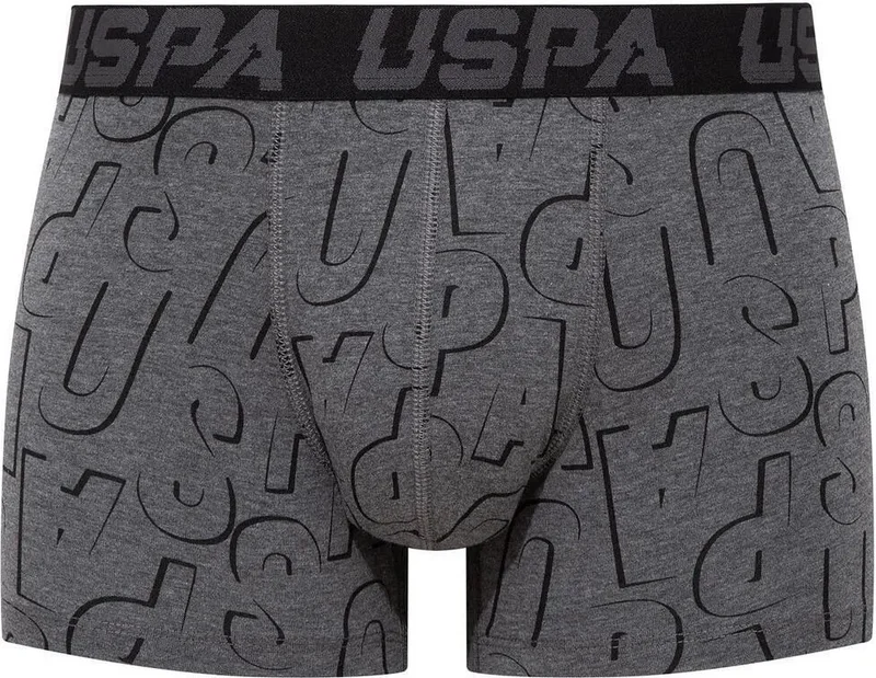 U.S. Polo Assn. BASE. Polo Assn. 80496 Men's Cotton 3-Piece Boxer Black Anthracite Printed