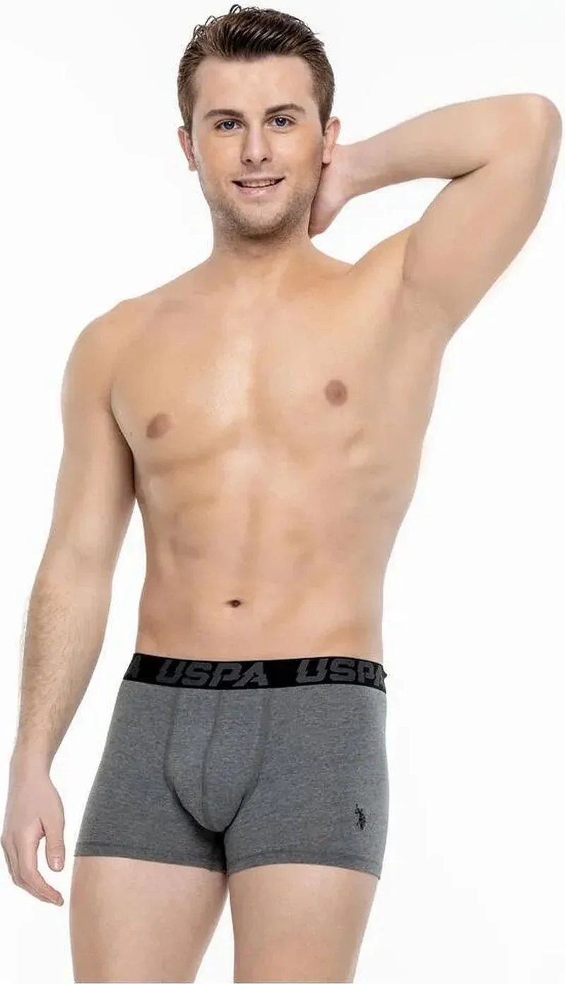U.S. Polo Assn. BASE. Polo Assn. 80496 Men's Cotton 3-Piece Boxer Black Anthracite Printed