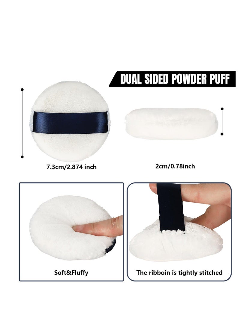 Generic Round Cotton Powder Puff, 4 Pack 2.9 Inch Short Velour Powder Puff, Powder Puffs With Ribbon and Case Soft Washable Powder Puffs for Powder Foundation Body Powder and Loose Powder, Beige - Image 2