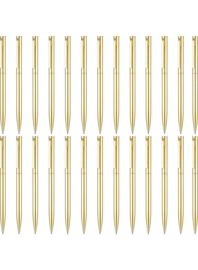 Outus 26 Pieces Slim Metallic Retractable Ballpoint Pens 1 mm Medium Point Black Ink Pen Nice Present for Wedding Business Office Supplies Teachers Students Graduation Present (Golden) - Image 2