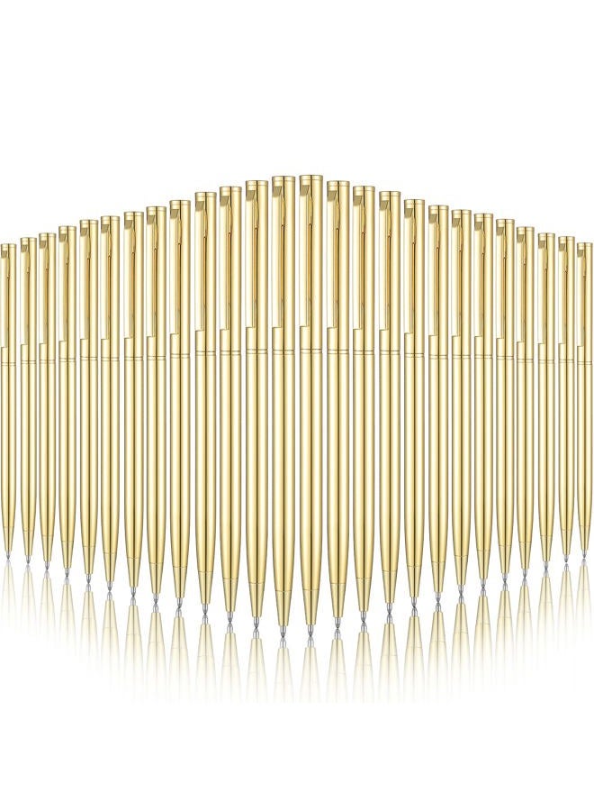 Outus 26 Pieces Slim Metallic Retractable Ballpoint Pens 1 mm Medium Point Black Ink Pen Nice Present for Wedding Business Office Supplies Teachers Students Graduation Present (Golden) - Image 1