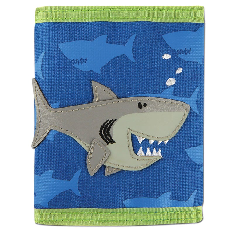 Stephen Joseph, Kids Unisex Wallet, Toddler Wallet for Boys and Girls with Applique Designs, Screen Printed Zippered Coin Pocket, Shark - Image 1