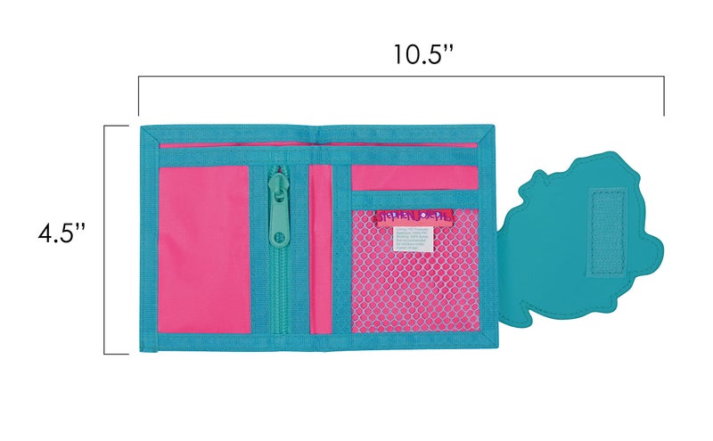 Stephen Joseph, Kids Unisex Wallet, Toddler Wallet for Boys and Girls with Applique Designs, Screen Printed Zippered Coin Pocket, Shark - Image 4