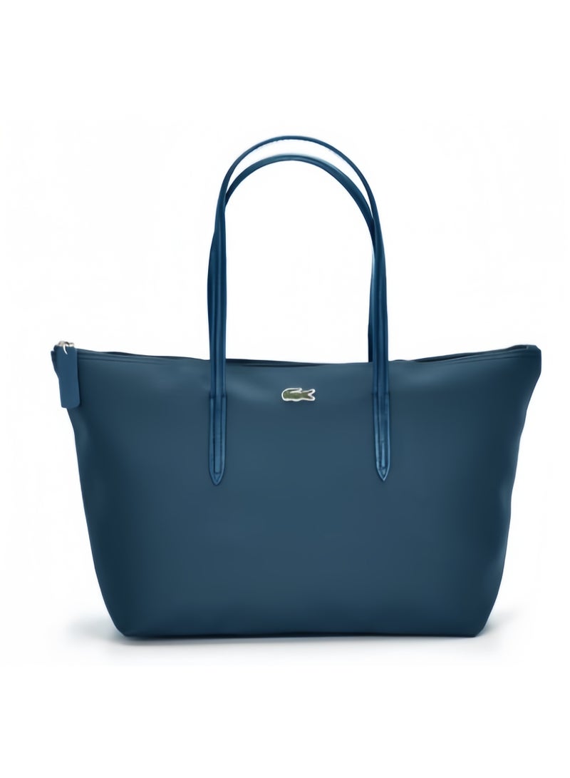 Lacoste Women's Concept Fashion Versatile Large Zipper Tote Bag Tote Bag Shoulder Bag Large Size Lake Blue - Image 1
