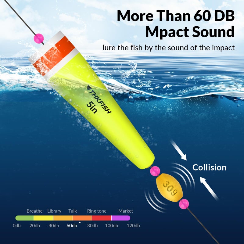 THKFISH Fishing Floats - Popping Cork Trout Floats Rig, Weighted, 4PCS YELLOWWIRE 28g - Image 2