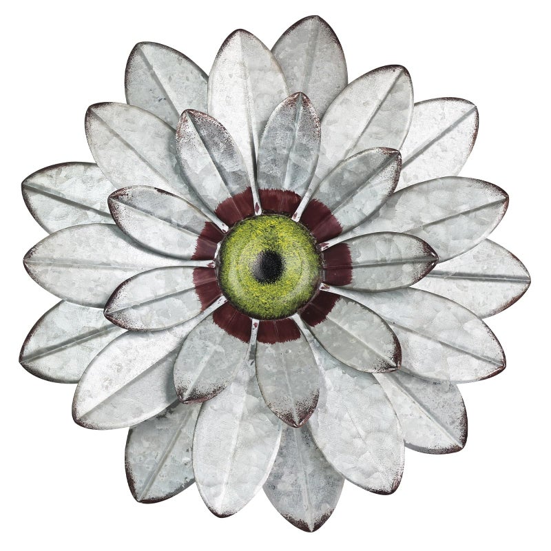 YEAHOME Metal Flower Wall Decor, 11" Boho Wall Art for Bedroom/Rustic Patio Decor - Image 1