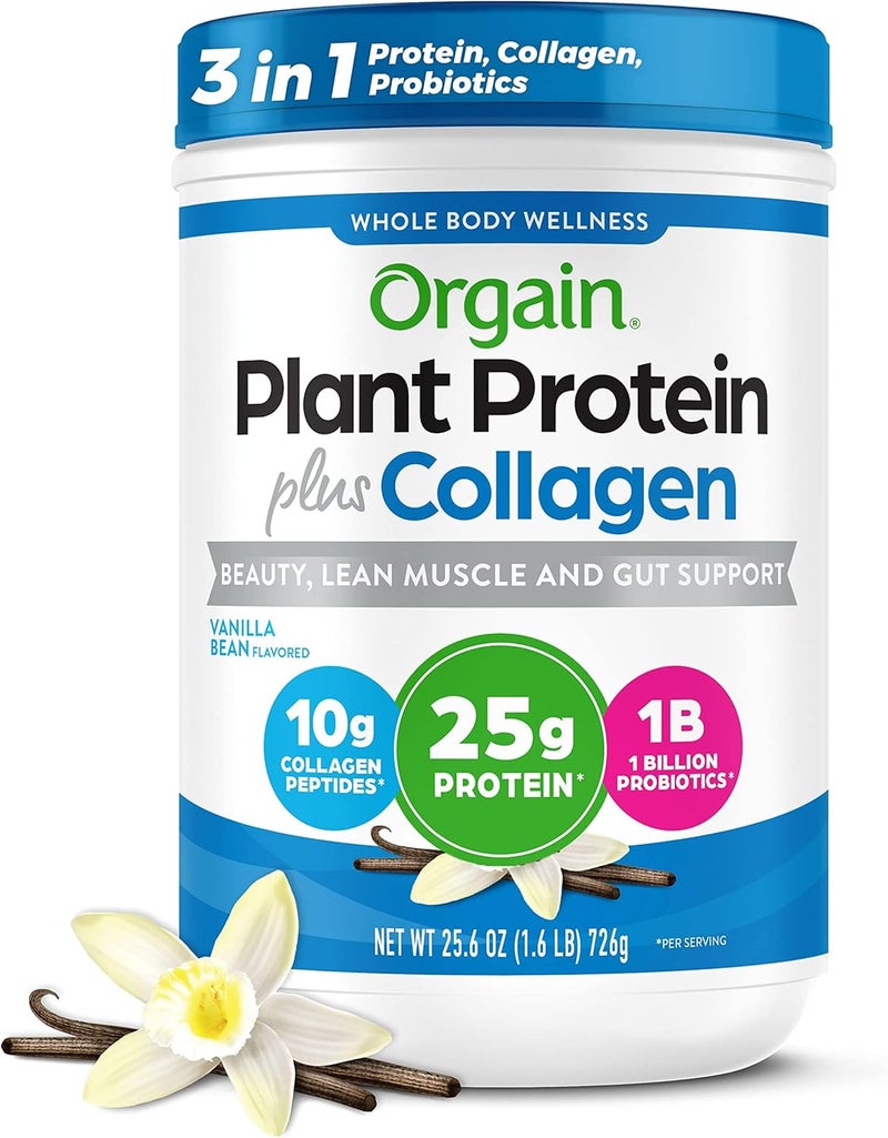 Orgain Protein Powder  Collagen Vanilla Bean  25g of Protein 10g Collagen Peptides Type I  III 1B CFU Probiotics Supports Hair Skin Nail Joint  Gut Health Gluten Free  16lb - Image 1