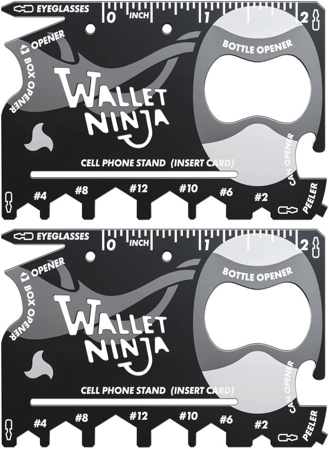 Wallet Ninja Multitool Card - 18 in 1 Credit Card Size Multi-Tool for Quick Repairs, EDC Survival Gear, Bottle Opener, Camping - Cool Gadget and Stocking Stuffer - 2 pack - Image 1