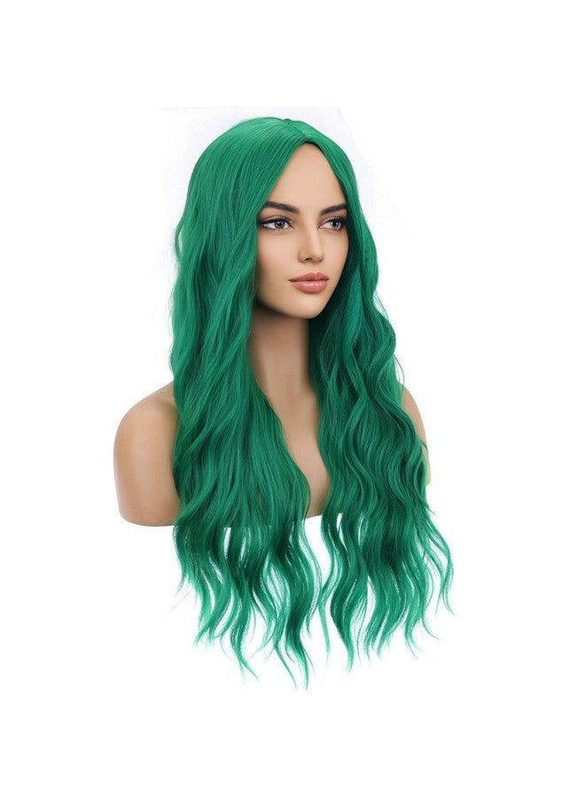 BERON Emerald Green Wig Long Curly Wig Green Wig Long Wavy Wig Dark Green Wigs for Women Synthetic Wig for Daily Party - Image 3