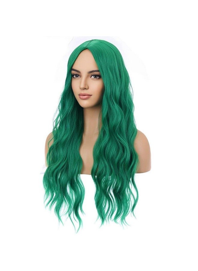 BERON Emerald Green Wig Long Curly Wig Green Wig Long Wavy Wig Dark Green Wigs for Women Synthetic Wig for Daily Party - Image 1