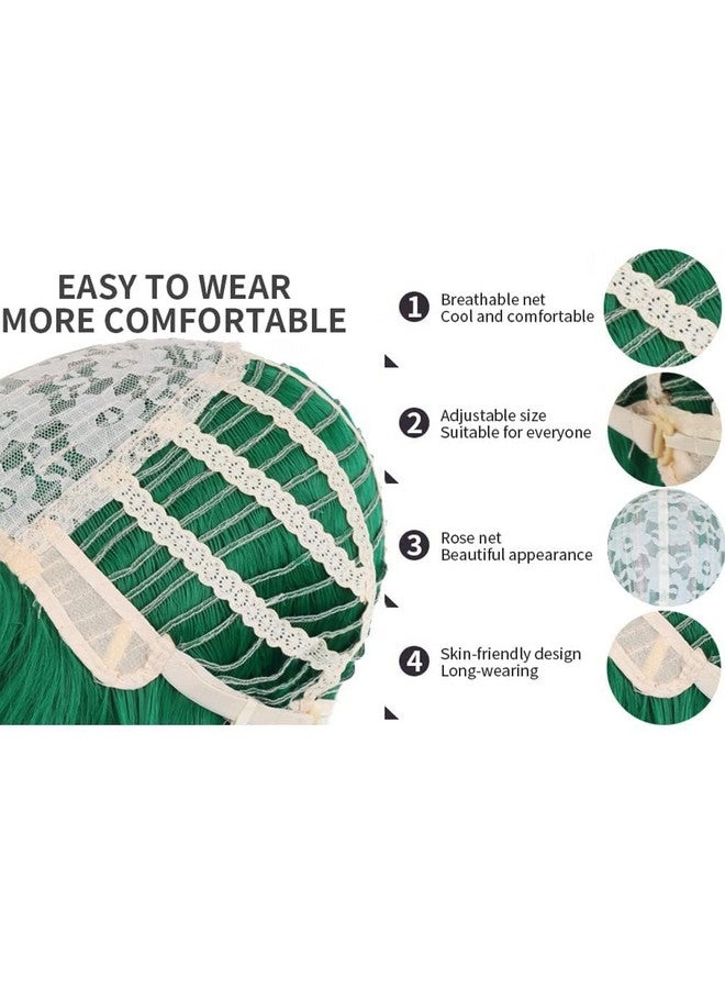 BERON Emerald Green Wig Long Curly Wig Green Wig Long Wavy Wig Dark Green Wigs for Women Synthetic Wig for Daily Party - Image 5