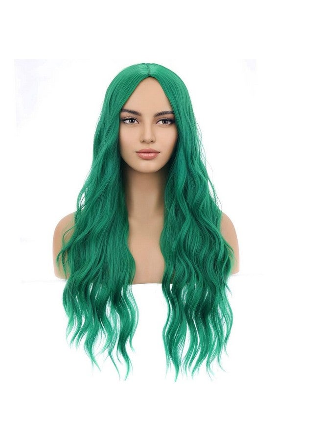 BERON Emerald Green Wig Long Curly Wig Green Wig Long Wavy Wig Dark Green Wigs for Women Synthetic Wig for Daily Party - Image 2