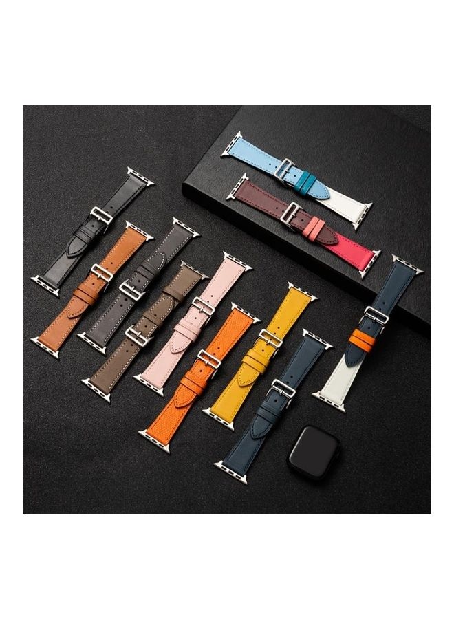 Business Cowhide Leather Strap Watchband For Apple Watch Series 1/2/3/4/5/6/7/SE 42-44-45mm Dark Brown - Image 2