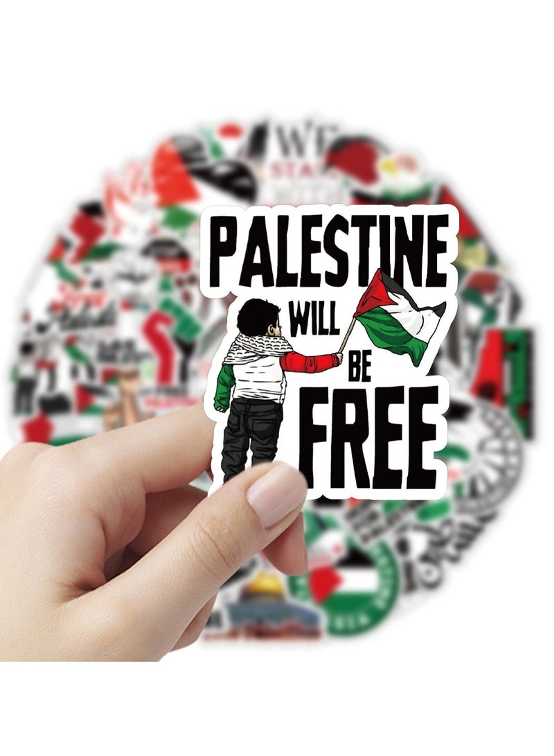 100pcs Free Palestine Stickers Vinyl Waterproof DIY Sticker for Water Bottles Laptop Luggage Scrapbook Party Cups Decorations for Women Men Girls Teens Adult - Image 1