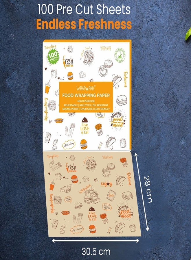 WRAP n PAK Wrapping Paper Sheets (Pack of 2) | 200 Sheets | FDA Approved | 100% Food Grade | Oil Resistant & Non Soggy | Reheatable | Parchment Paper | Brown Delight, 11×12 inch - Image 2