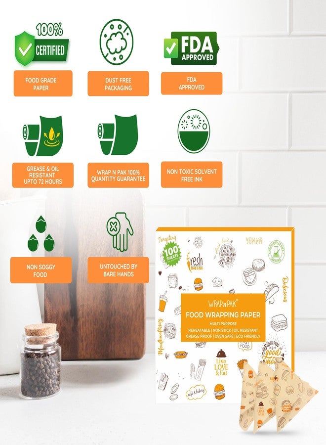 WRAP n PAK Wrapping Paper Sheets (Pack of 2) | 200 Sheets | FDA Approved | 100% Food Grade | Oil Resistant & Non Soggy | Reheatable | Parchment Paper | Brown Delight, 11×12 inch - Image 3
