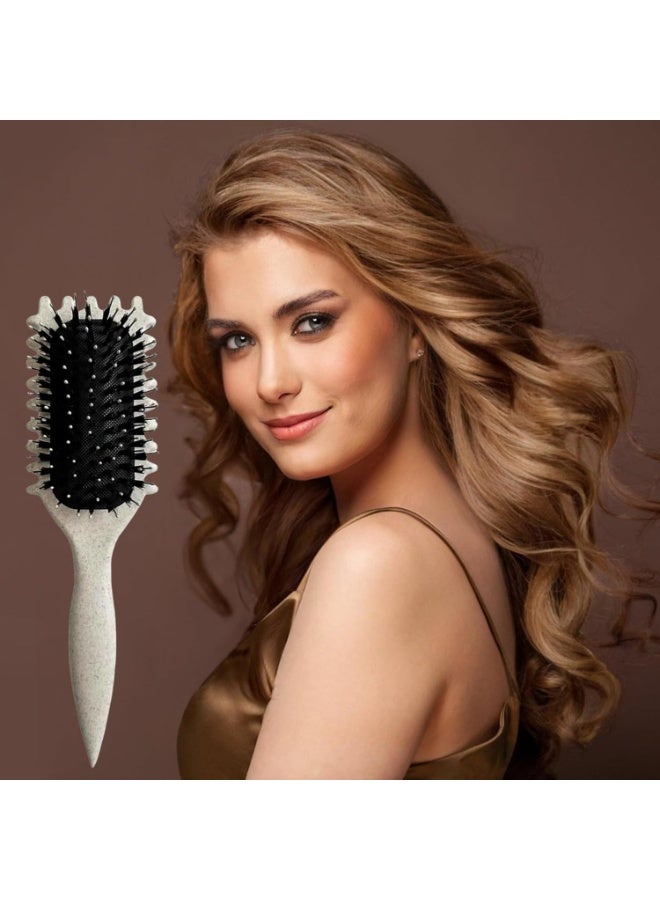 Curl Defining Brush, Curly Hair Brush Boar Bristle Hair Brush Styling Brush for Detangling, Shaping and Defining Curls For Women and Men Less Pulling, Brown - Image 4