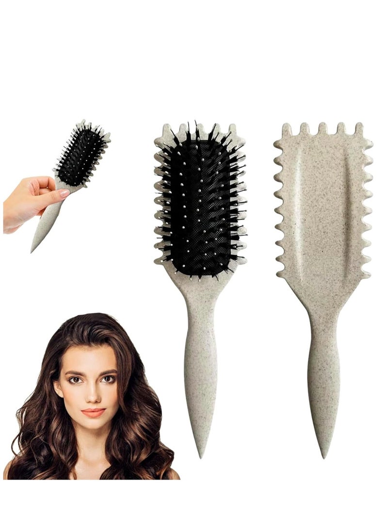 Curl Defining Brush, Curly Hair Brush Boar Bristle Hair Brush Styling Brush for Detangling, Shaping and Defining Curls For Women and Men Less Pulling, Brown - Image 1