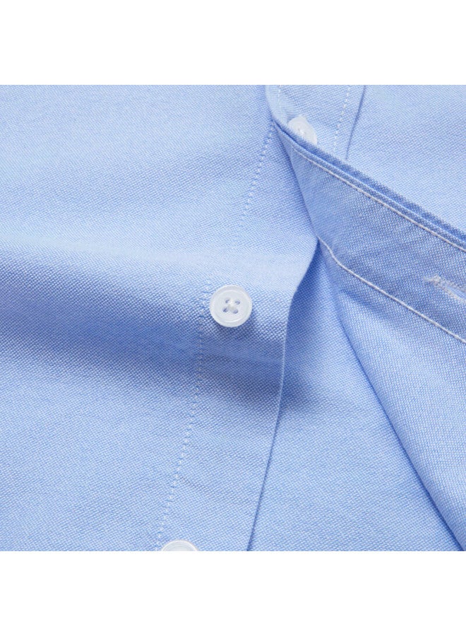 Limeng Pure Cotton Long-sleeve Shirt For Men, Solid Color, All-cotton Oxford Cloth, Casual Shirt, Large Size, Light Blue, Size 42 - Image 3