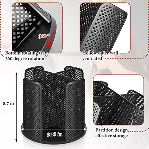 Hoolerry منظم أكواب وأغطية هوليري 2 قطعة، حامل أكواب قهوة دوار 360° للأكواب البلاستيكية والورقية القابلة للاستخدام من 5 إلى 16 أونصة، موزع بأربعة أقسام لمحطة قهوة المكتب (أسود) - Image 2