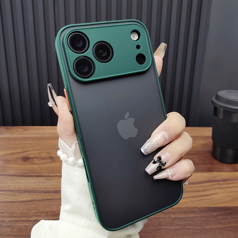 Green Matte Armor Phone Case Compatible with iPhone 13 Shockproof Transparent Clear Wireless Charging Hard Back Cover Camera Protection - Image 4