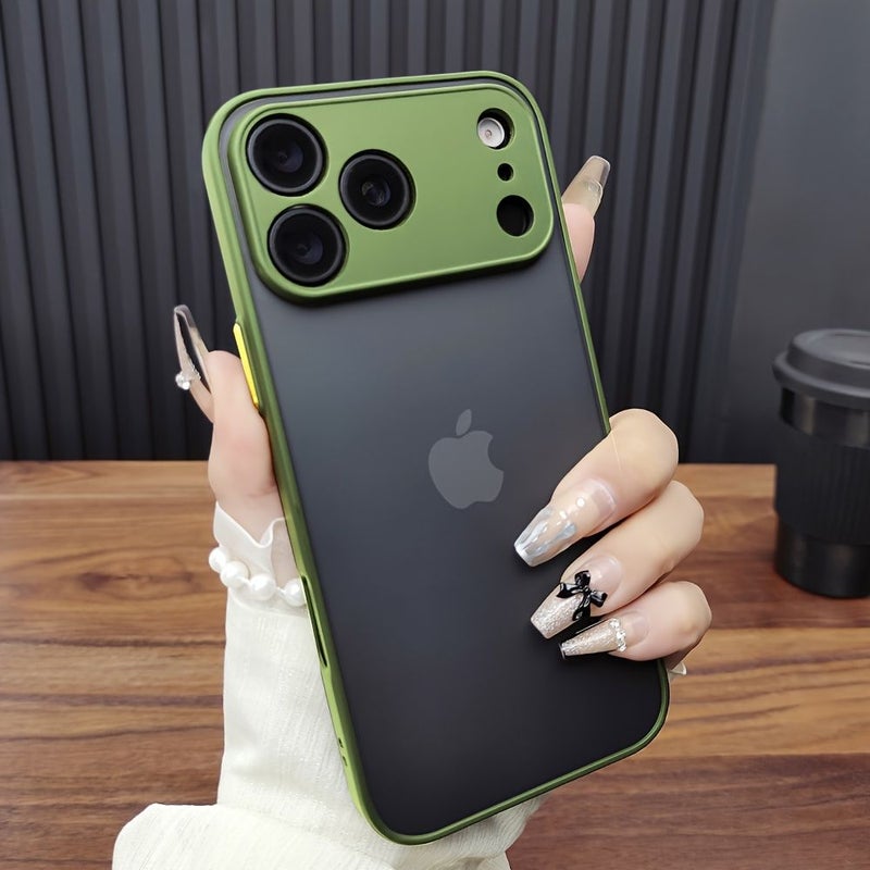 Green Matte Armor Phone Case Compatible with iPhone 13 Shockproof Transparent Clear Wireless Charging Hard Back Cover Camera Protection - Image 5