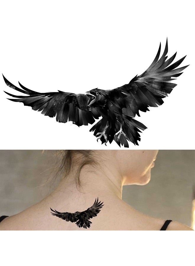 Dopetattoo 6 ورقات وشم مؤقت وشم الغراب وشم مزيف للرجال والنساء للرقبة والذراع والصدر - Image 2