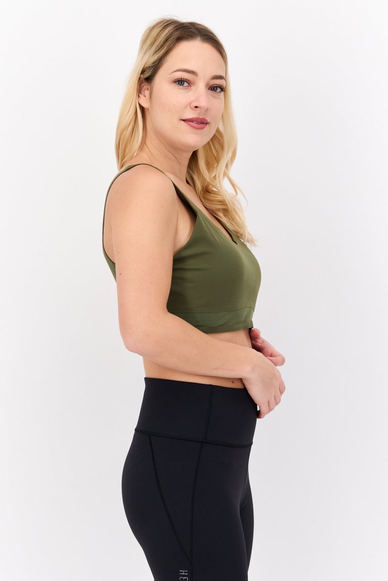 Adidas Women Brand Logo Padded Sports Bra, Olive - Image 2