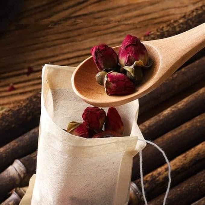 Silk Route 100 Disposable Tea Filter Bags  Natural Drawstring Infuser Sachets For Loose Leaf Tea Coffee  Spices 32 X 40 Inches  Fast  Easy Brewing - Image 4