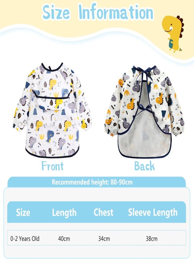 BendJoy® Dinosaur Pattern Long Sleeve Baby Bib & Random Pattern Small Bibs - Waterproof, Easy Clean Dinosaur Design | Adjustable Fit | Soft Cotton | for 0-2 Years | Leak-Proof | Unisex - Image 2