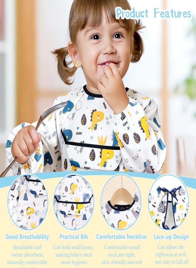 BendJoy® Dinosaur Pattern Long Sleeve Baby Bib & Random Pattern Small Bibs - Waterproof, Easy Clean Dinosaur Design | Adjustable Fit | Soft Cotton | for 0-2 Years | Leak-Proof | Unisex - Image 5