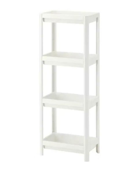 White bathroom shelving unit