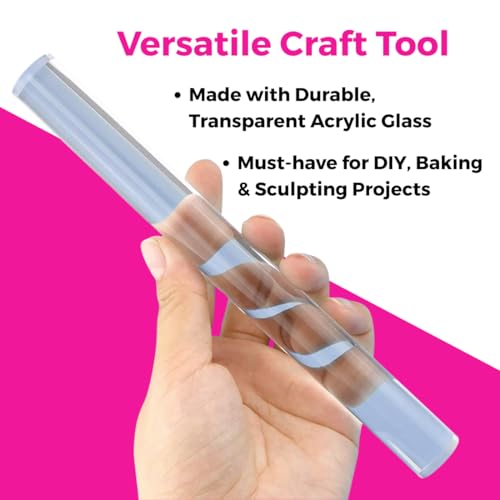 Oytra Clay Roller Acrylic Rolling Rod Pin Clear Transparent Craft Tool for Polymer Clay Cake Fondant Bar Roll Stick for Shaping Sculpting Smoothing for Beginners Artists - Image 2