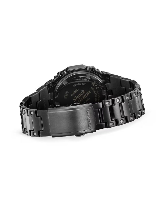 Casio G‑SHOCK GM‑B2100BPC‑1A Full‑Metal “Polychromatic Accents” 40th Anniversary – Black IP with Rainbow Gradient Markers, Bluetooth Solar, 200 m