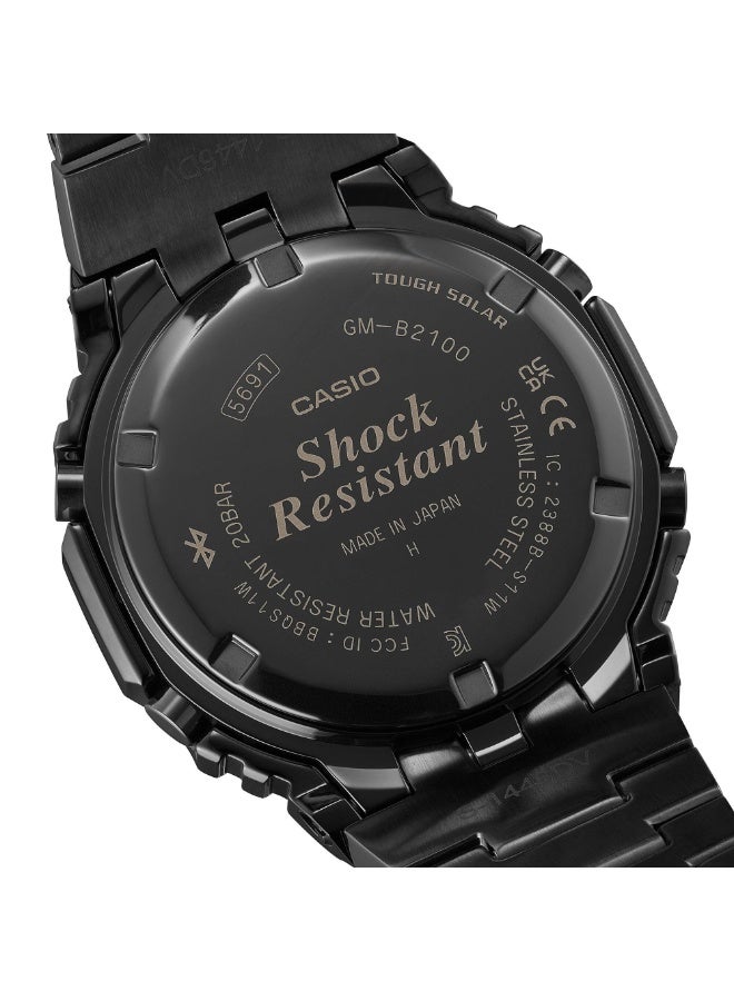 Casio G‑SHOCK GM‑B2100BPC‑1A Full‑Metal “Polychromatic Accents” 40th Anniversary – Black IP with Rainbow Gradient Markers, Bluetooth Solar, 200 m