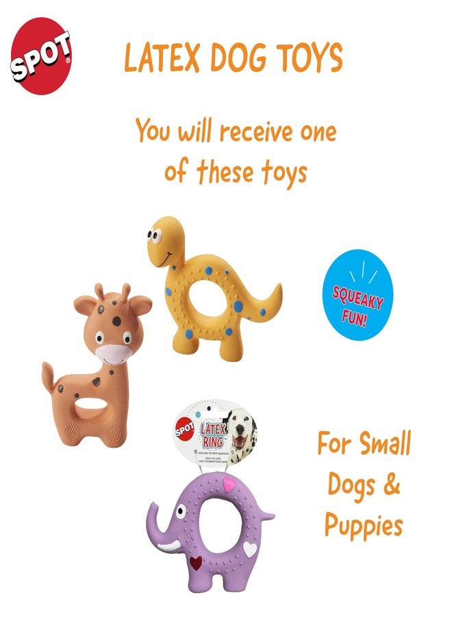 سبوت لعبة حلقة مطاطية للكلاب من SPOT - ناعمة وخالية من الحشو مع صفارة تصدر صوتاً، مصنوعة من اللاتكس بنسبة 100%، بألوان زاهية، مثالية للكلاب الصغيرة والجراء والكلاب التي تمضغ الأشياء برفق، مقاس 5 بوصات، أشكال متنوعة - Image 4