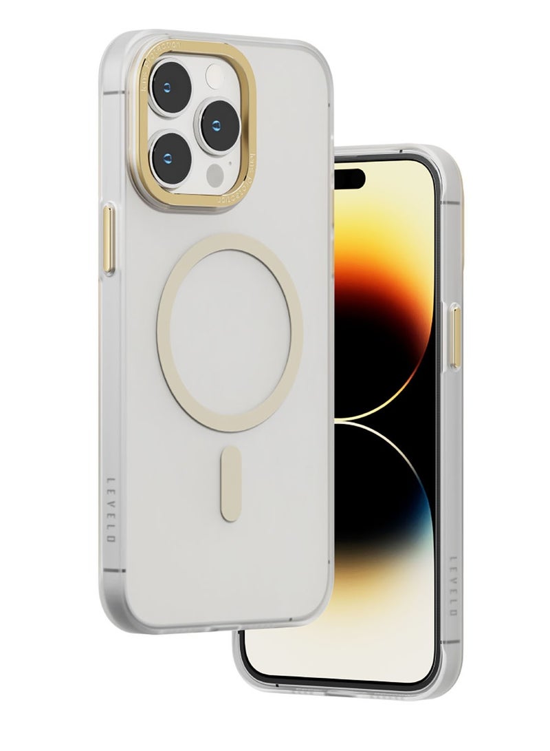 ليفيلو جراب iPhone 14 Pro Max MagSafe Glory غطاء خلفي غير لامع / مقاوم للصدمات / حلقة كاميرا معدنية / جراب صلب فائق النحافة - شفاف غير لامع / شامبانيا - Image 2