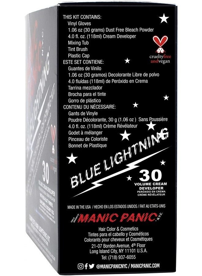 Manic Panic - Blue Lightning Hair Bleach Kit - 30 Volume Developer + Bleach Powder Hair Lightener Lifts up to Five Levels And Eliminates Orange Tones - Vegan And Cruelty Free - Image 1