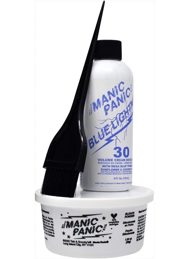 Manic Panic - Blue Lightning Hair Bleach Kit - 30 Volume Developer + Bleach Powder Hair Lightener Lifts up to Five Levels And Eliminates Orange Tones - Vegan And Cruelty Free - Image 1
