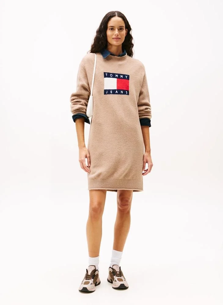 Flag Detail Sweatshirt Mini Dress